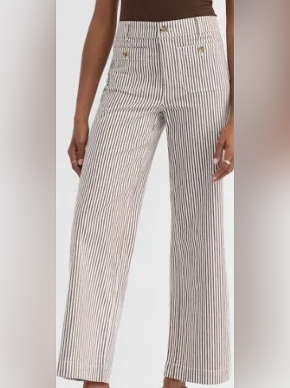LOFT Brown & White Vertical Stripe Wide-Leg Pants size 8